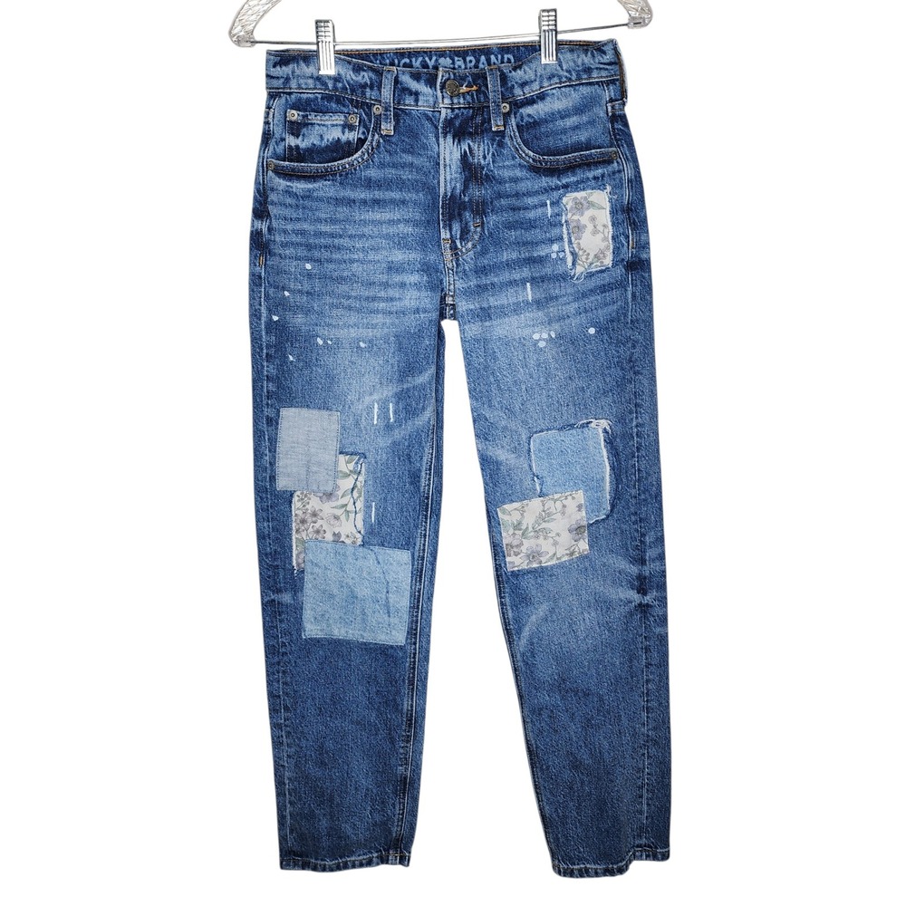 Lucky Brand Women's Patchwork Legend Mid Rise Boy Relaxed Straight Size 00/24R